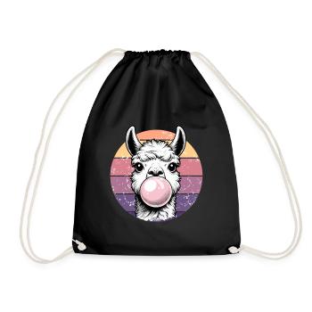 Lama Bubblegum Rose Rétro Alpaga Mignon Drôle - Sac de sport léger - noir - Devant