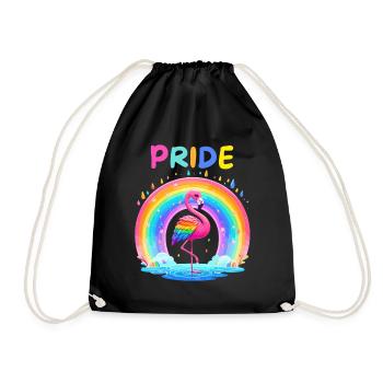 Flamingo Rainbow Pride Month LGBTQ Divers Love - Drawstring Bag - black - Front