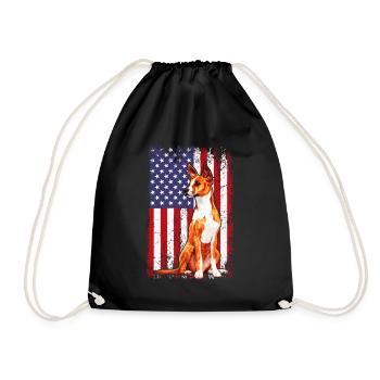 basenji american flag, basenji - Turnbeutel - Schwarz - Vorne