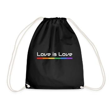 Love is Love Pride Flag Banner - Drawstring Bag - black - Front