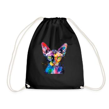 Sphynx illustration, funny sphynx cat - Turnbeutel - Schwarz - Vorne