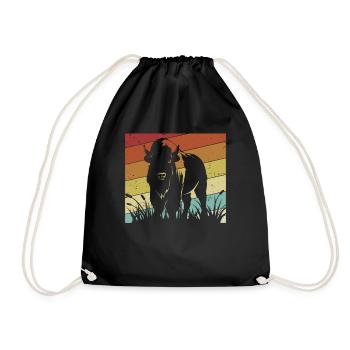 Rétro Buffalo Bovinae Amoureux du bison américain Bison - Sac de sport léger - noir - Devant