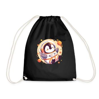 Penguin Astronaut Kawaii Penguin Cute - Drawstring Bag - black - Front