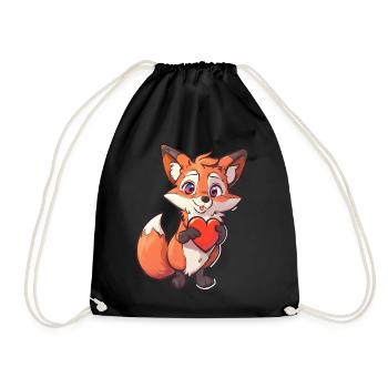 Adorable Fox Holding Heart for Animal Lovers and - Turnbeutel - Schwarz - Vorne