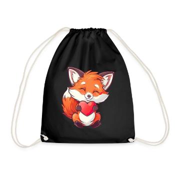 Adorable Fox Holding Heart Illustration - Turnbeutel - Schwarz - Vorne