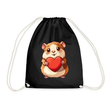 Adorable Hamster Holding Heart Cute Animal Art - Turnbeutel - Schwarz - Vorne