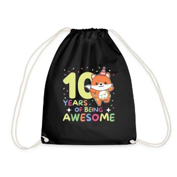 Fuchs zum 10. Geburtstag Kinder zehn Jahre alt - Turnbeutel - Schwarz - Vorne