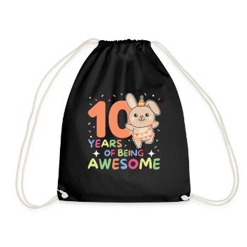 Lapin pour ses 10 ans enfants de dix ans - Sac de sport léger - noir - Devant