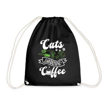 Café de jardinage pour chats - Jardinier amateur et amoureux des chats - Sac de sport léger - noir - Devant