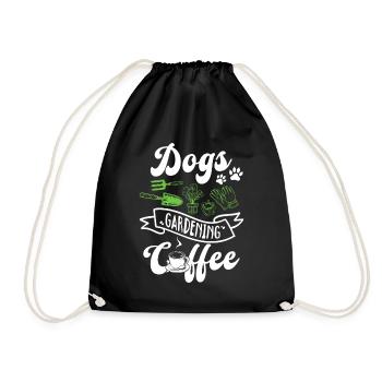 Dogs Gardening Coffee - Hobby Gardener & Cat Lover - Drawstring Bag - black - Front