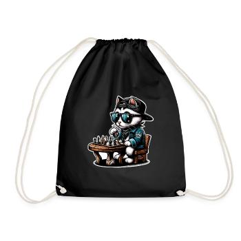 Chess Cat - Drawstring Bag - black - Front