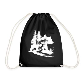 Silhouette d’ours Art forestier - Sac de sport léger - noir - Devant