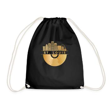 Vinyl Record Music Skyline-USA-St.-Louis - Drawstring Bag - black - Front