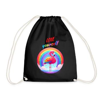 Mois de la fierté Flamingo Rainbow Love Yourself Fun - Sac de sport léger - noir - Devant