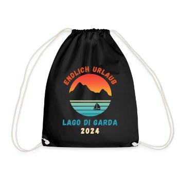Gardasee Urlaub 2024 Lago Di Garda Italien Idee - Turnbeutel - Schwarz - Vorne