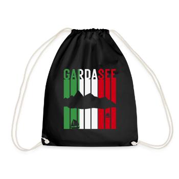 Gardasee Italien Flagge Lago Di Garda Urlaub - Turnbeutel - Schwarz - Vorne