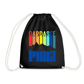 Gardasee Vintage Lago Di Garda Italien Urlaub - Turnbeutel - Schwarz - Vorne