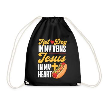 Hot Dog Adult Jesus Faith - Drawstring Bag - black - Front