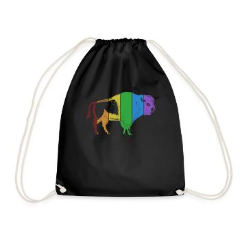 Bison LGBT Rainbow Buffalo Bovinae Bison d’Amérique - Sac de sport léger - noir - Devant