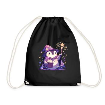 Pingouin Sorcier Kawaii Pingouin Mignon - Sac de sport léger - noir - Devant