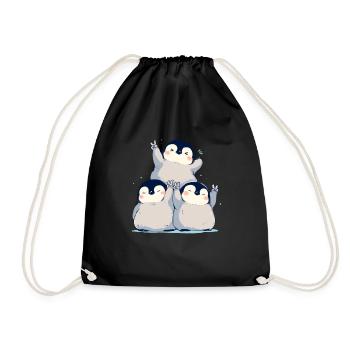 Pinguin Frieden Kawaii Pinguin Niedlich - Turnbeutel - Schwarz - Vorne