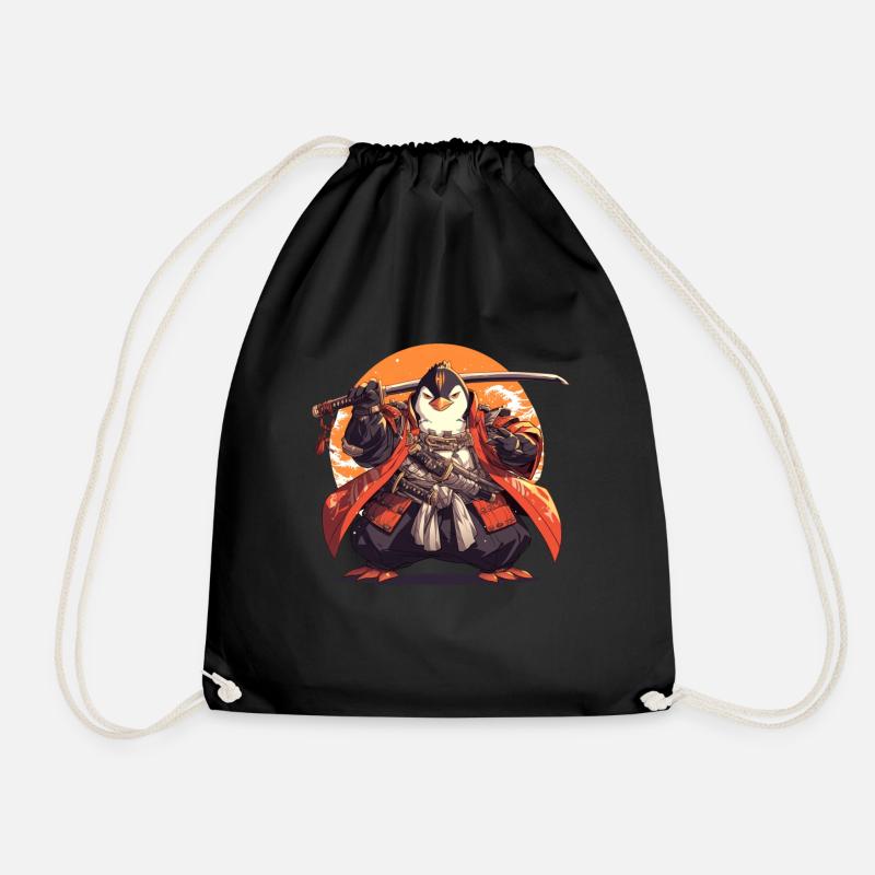Pinguin Samurai Japanischer Pinguin Niedlich - Turnbeutel - Schwarz