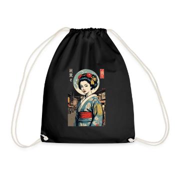 Kunoichi Ninja Geisha Samurai Art Anime - Drawstring Bag - black - Front