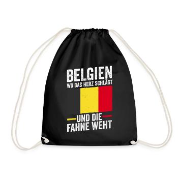 Belgier Belgisch Belgien - Turnbeutel - Schwarz - Vorne