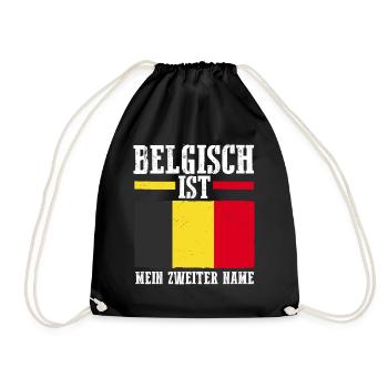 Belgian Belgian Belgium - Drawstring Bag - black - Front
