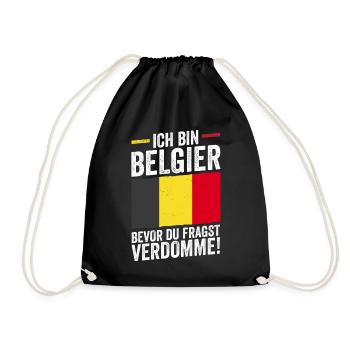 Belgier Belgisch Belgien - Turnbeutel - Schwarz - Vorne