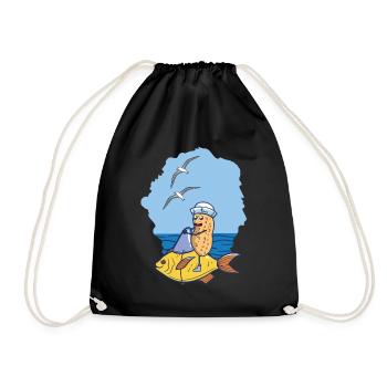 Poisson Poisson Mer Marin Requin Marin Mouettes - Sac de sport léger - noir - Devant
