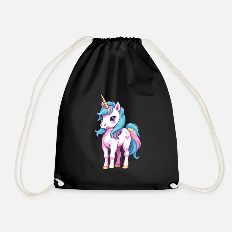 Einzigartiges Einhorn Design Pastell Farben - Turnbeutel - Schwarz