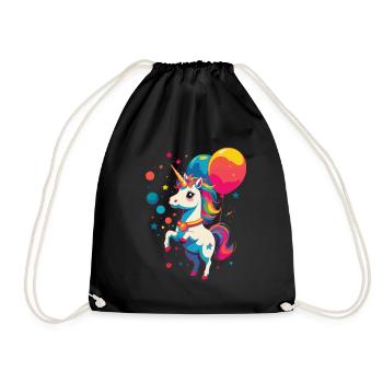 Unicorn Lover Bright Colors Design - Drawstring Bag - black - Front