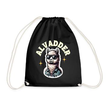 Alvadder Alpaka Papa Vater Vatertag - Turnbeutel - Schwarz - Vorne