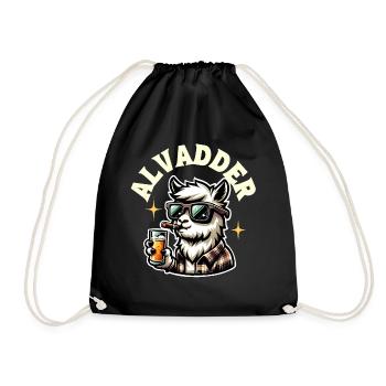 Alvadder Alpaka Papa Vater Vatertag - Turnbeutel - Schwarz - Vorne