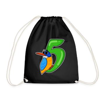 5th Birthday Motif Bird - 5 years - Drawstring Bag - black - Front