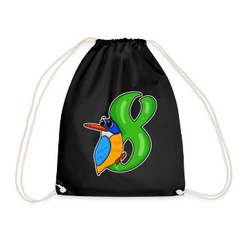 8ème anniversaire motif martin-pêcheur - huit ans - Sac de sport léger - noir - Devant
