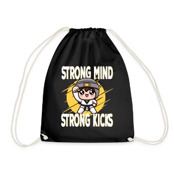 Strong mind strong kicks Taekwondo Master Drills - Drawstring Bag - black - Front