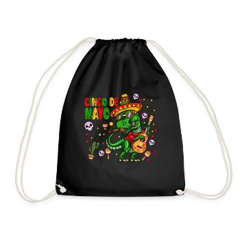 Gitarre Dinosaurier Mexikaner Outfit Cinco de Mayo - Turnbeutel - Schwarz - Vorne