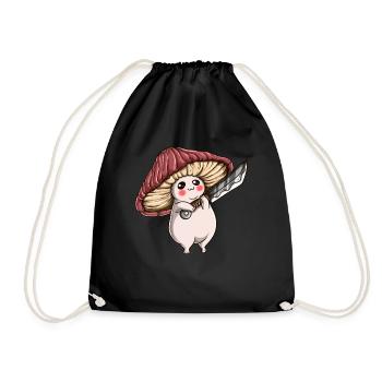 Mushroom Picking Farm Mushroom with Knife Cook Cook - Drawstring Bag - black - Front