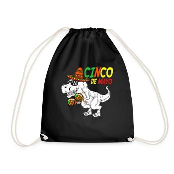 Maracas Dinosaur Mexican Outfit Cinco de Mayo - Drawstring Bag - black - Front