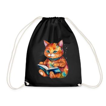 Livre de lecture de chat coloré drôle animal design imprimer - Sac de sport léger - noir - Devant