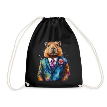 Costume Capybara Capy Imprimé Animal Coloré - Sac de sport léger - noir - Devant