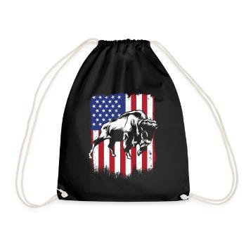 Bison Amerikanische Flagge Büffel Bovinae Amerikanisch - Turnbeutel - Schwarz - Vorne