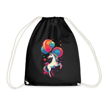 Funny Unicorns Cute Unicorn Bright Colors - Drawstring Bag - black - Front