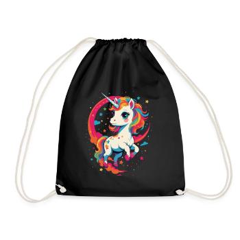 Amoureux de la licorne Couleurs vives Fantaisie - Sac de sport léger - noir - Devant