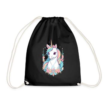 Licornes drôles Couleurs pastel - Sac de sport léger - noir - Devant