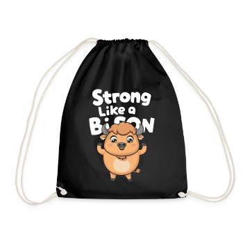 Stark wie ein Bison Niedliche Cartoon-Inspiration - Turnbeutel - Schwarz - Vorne