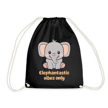 Elephantastic Vibes Only Cute Elephant - Drawstring Bag - black - Front