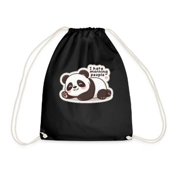 I Hate Morning People Cute Lazy Panda - Drawstring Bag - black - Front